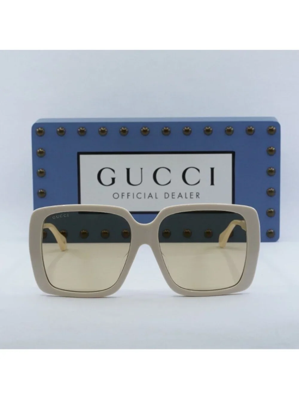 Gucci GG0567SAN 006 Square Women Sunglasses - Ivory / Brown